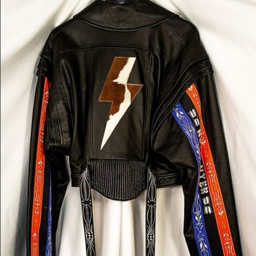 Neith Nyer Crop Leather Moto Jacket